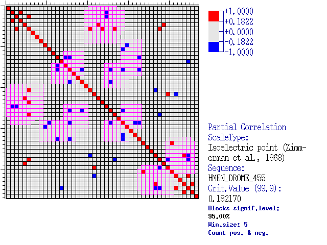 Blocks of high density of correlated pairs.